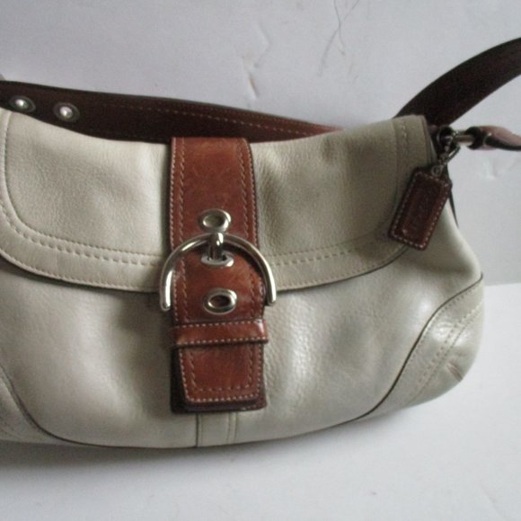 *COACH Beige and Brown Leather Hampton Hobo Shoulder Bag - Picture 5 of 12